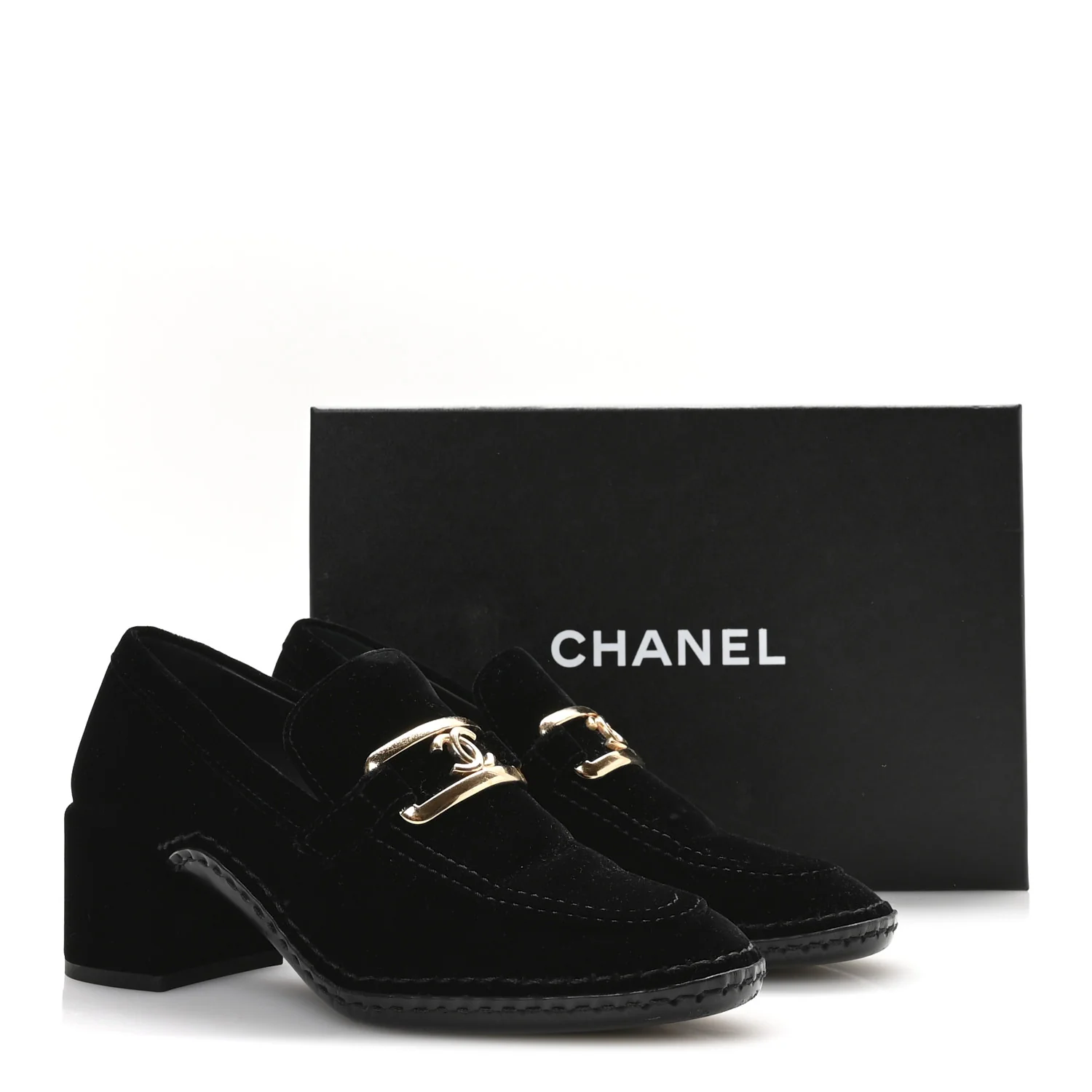 Shiny Calfskin Logo Loafers 38 Black - Top Club