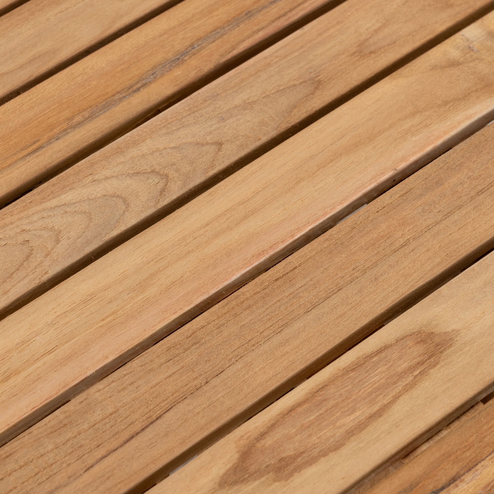 JAUSIERS - Table basse de jardin ronde en teck - bois clair