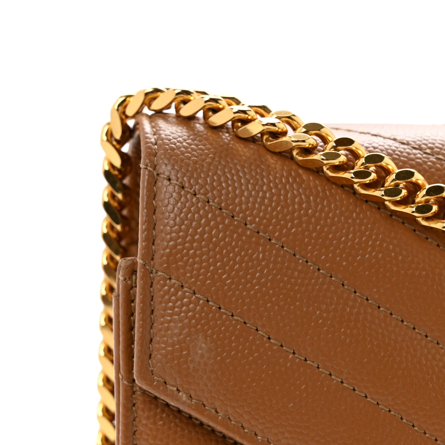 Grain De Poudre Matelasse Chevron Monogram Chain Wallet Natural Dark - Top Club
