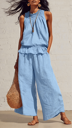 Women's Vintage Bohemian Ruffled Cotton-Linen Two-Piece Set - Nordfashionstorm - Women's Clothing, Fashion for You - Nordfashionstorm.com