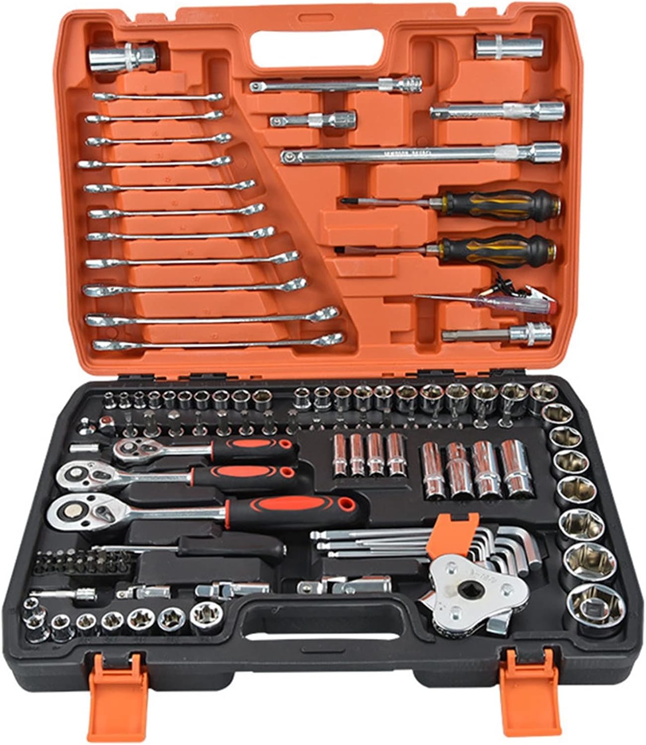Kit di Riparazione Auto 121 Pezzi Chiave A Bussola Set di Strumenti di Riparazione Auto Hardware Cassetta degli Attrezzi Combinazione Manicotto di Azionamento con Cricchetto Reversibile Trigger