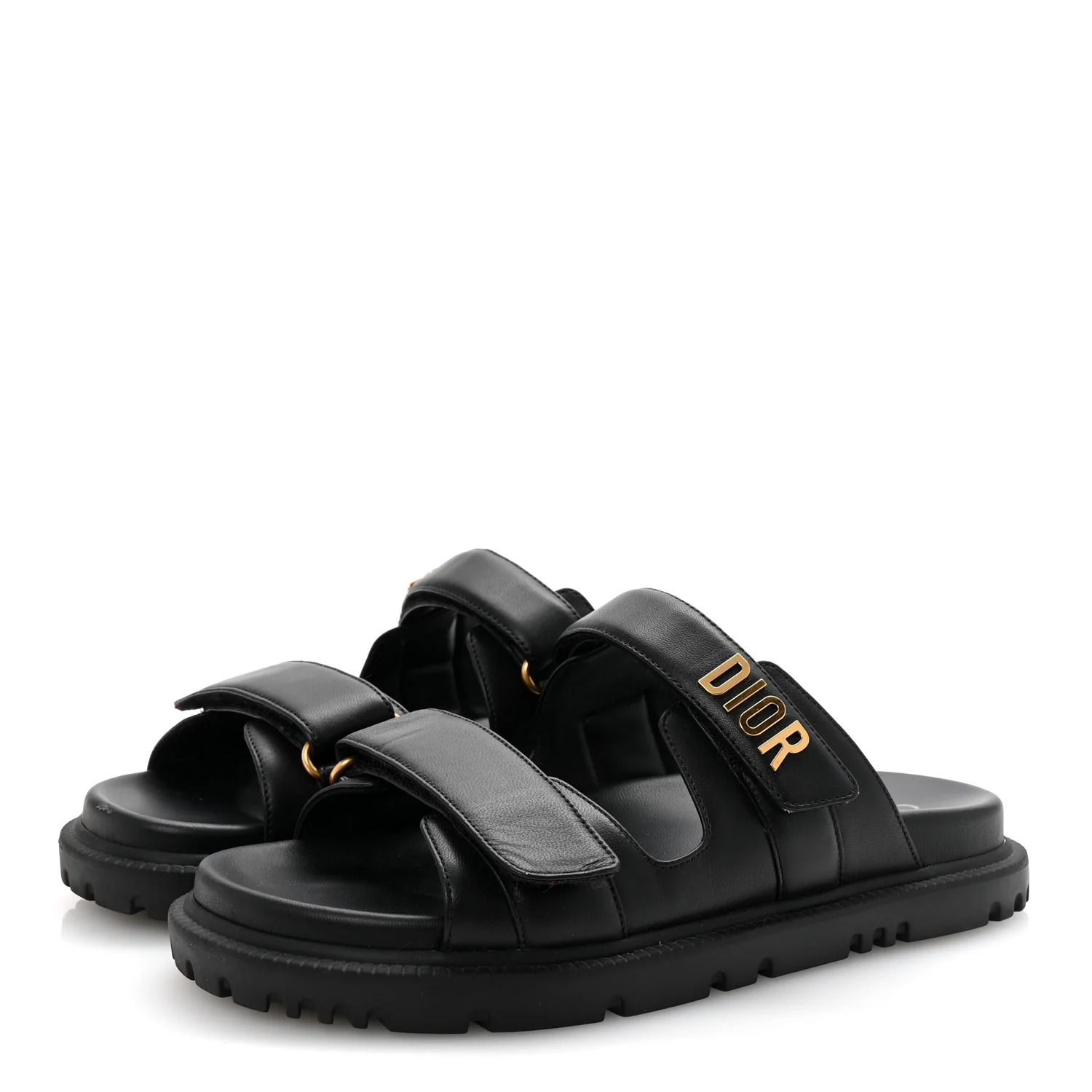 Lambskin Dioract 10mm Slide Sandals 39.5 Black - Top Club