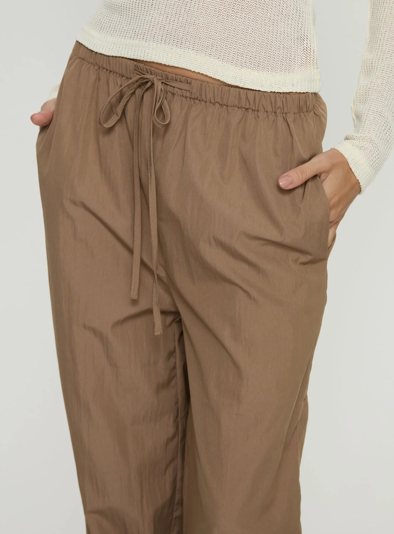 Romonda Drawstring Straight Leg Pants Khaki