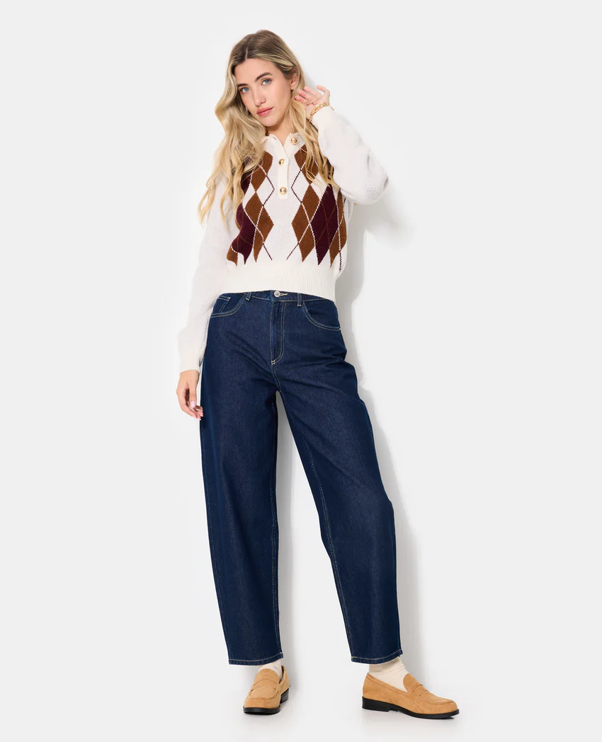Pimkie Pull col polo motif losanges
