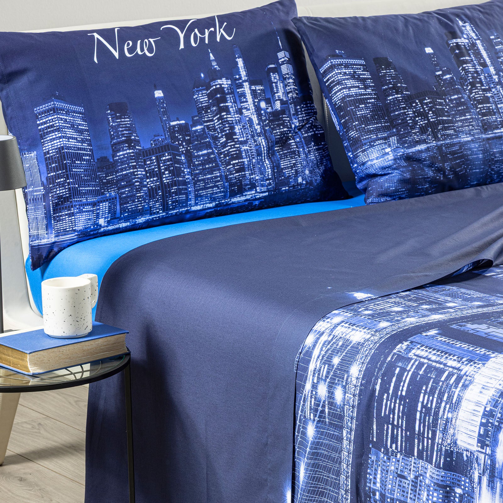 Lenzuola Copriletto In Cotone New York Matrimoniale Unica Sogni Di Viaggio