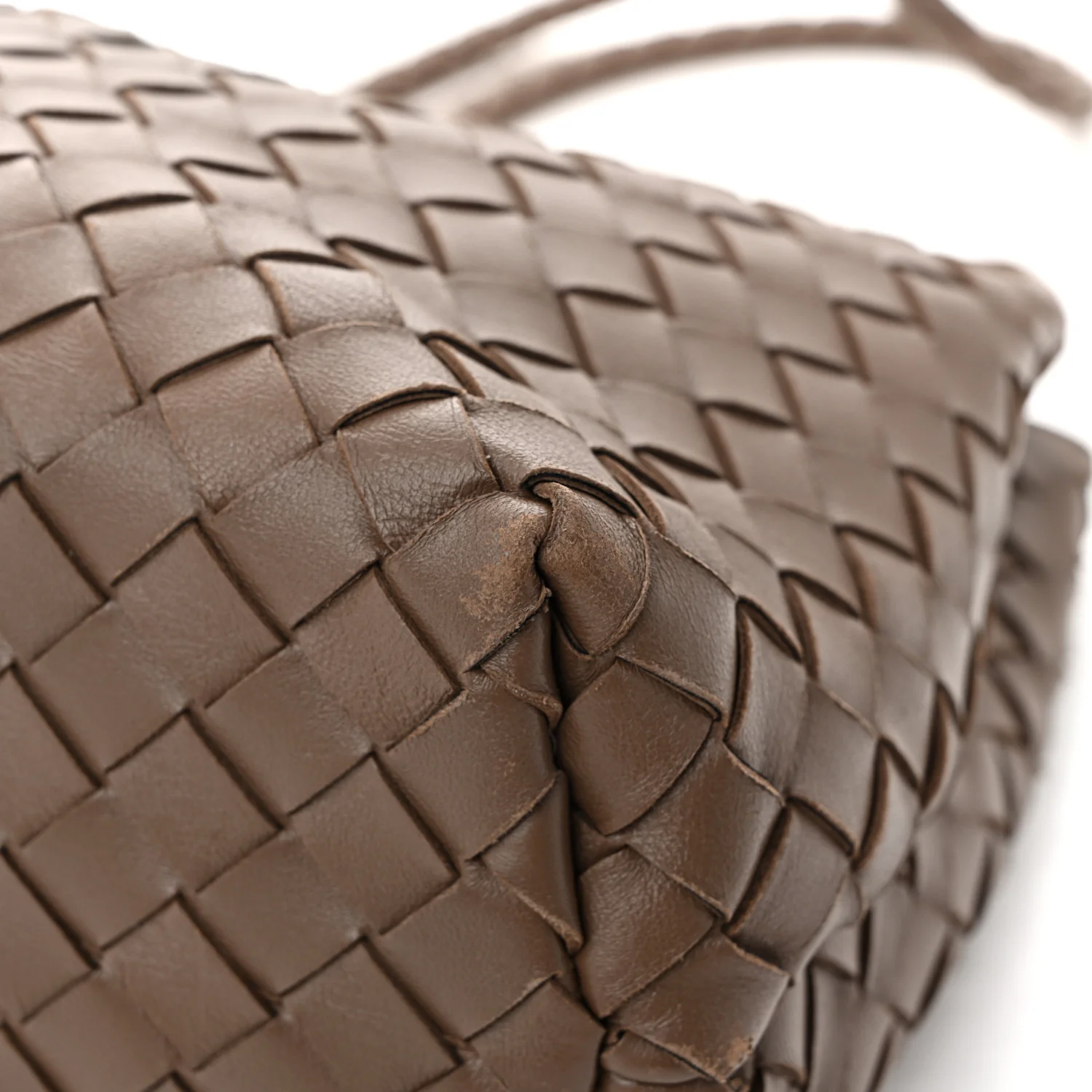 Nappa Intrecciato Medium Andiamo Shoulder Bag Taupe Grey - Top Club