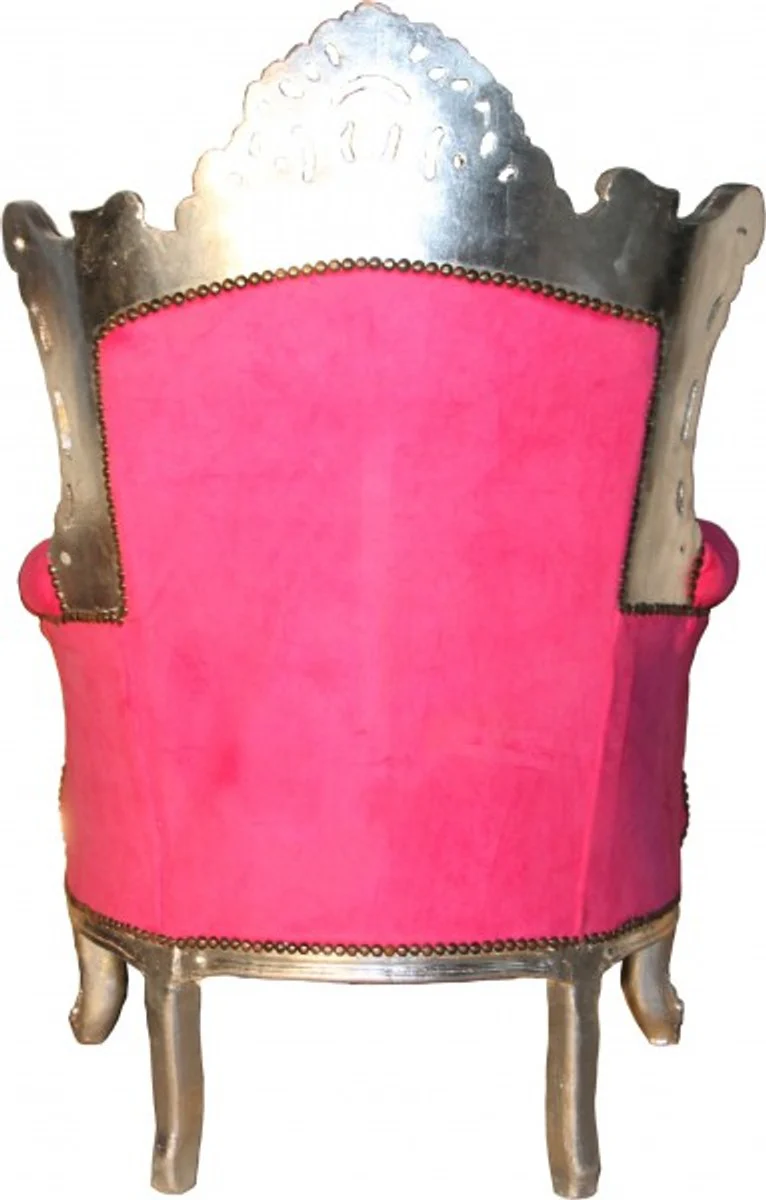 Baroque armchair Al Capone pink/silver