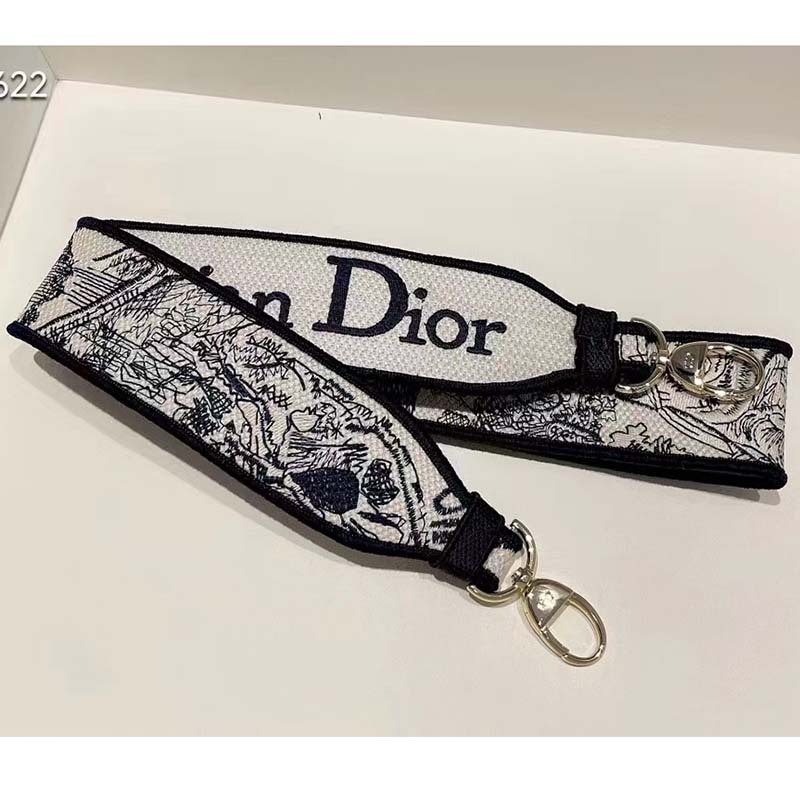 CD Women CD Medium Lady D-Lite Bag Blue Toile De Jouy Embroidery - Top Club