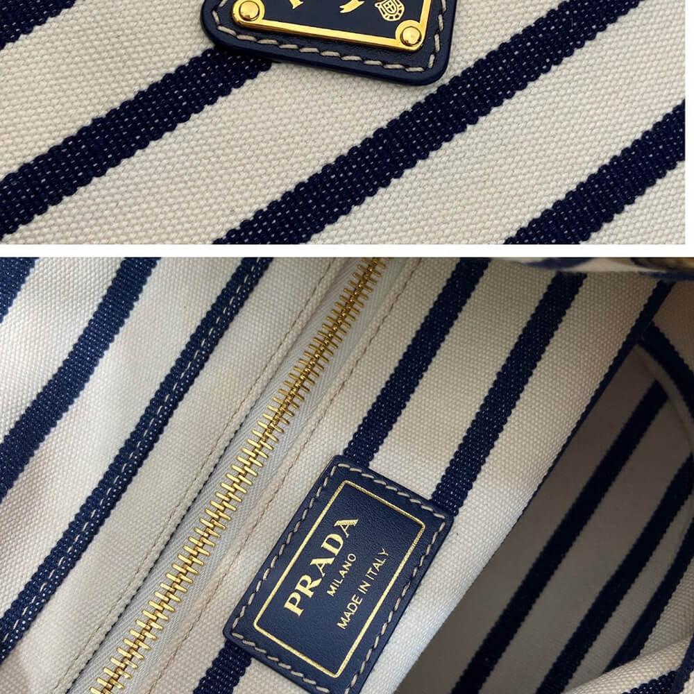 Prada Mariner small striped fabric bucket bag - Top Club