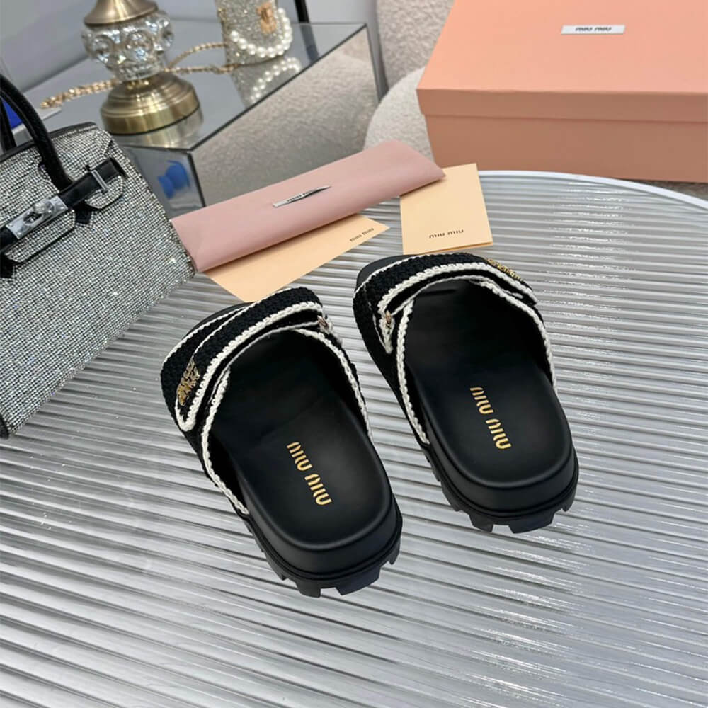 MiuMiu Crochet knit slides - Top Club