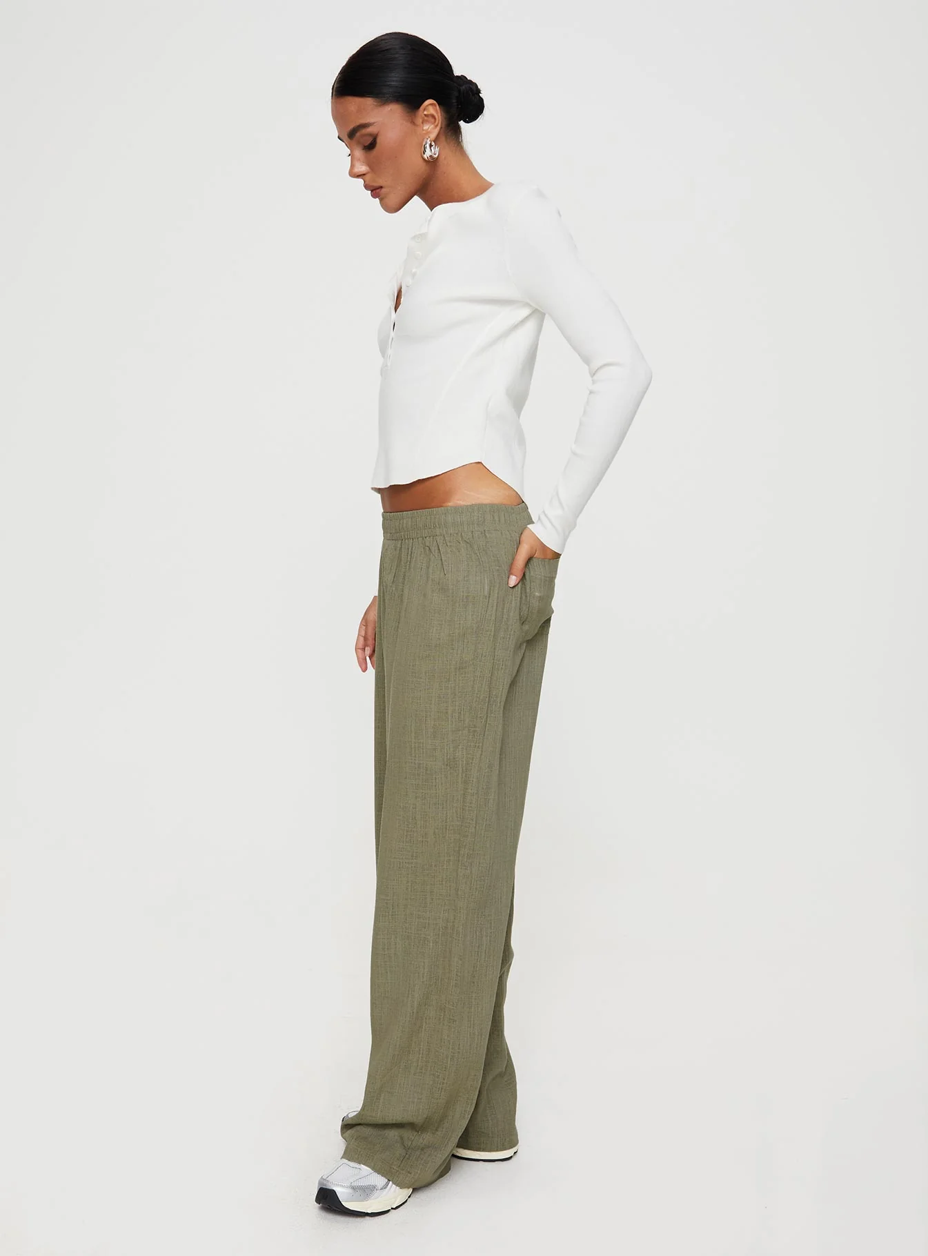 Louis Linen Blend Pants Olive