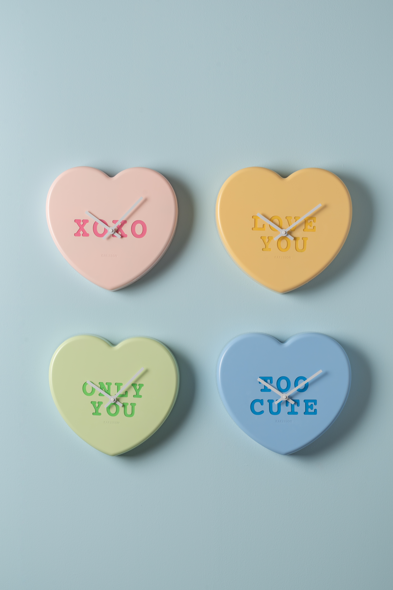 Wall clock Heart Candy soft pink
