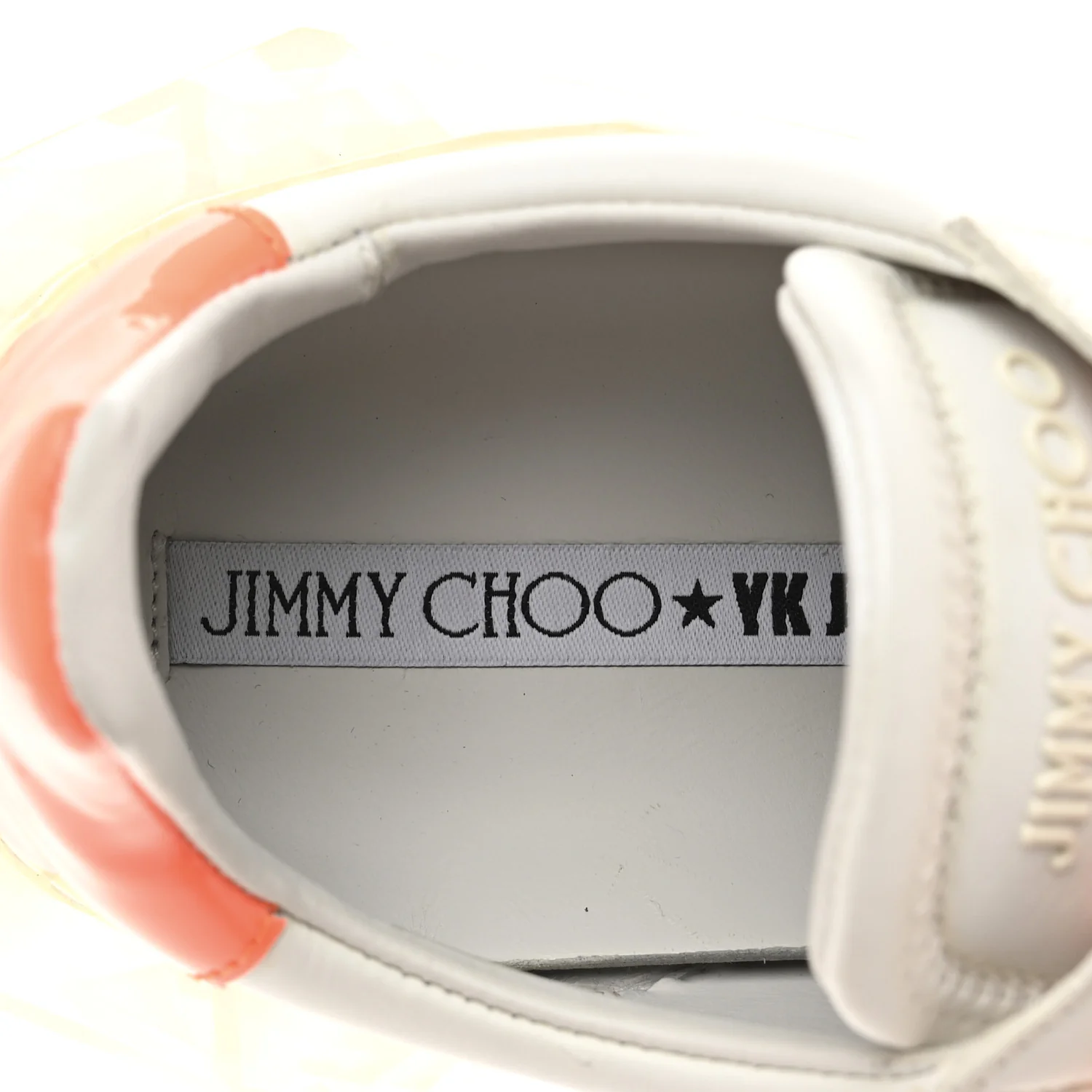 X JK JEONG Calfskin Patent Womens Diamond Low Top Sneaker 35 White Orange - Top Club