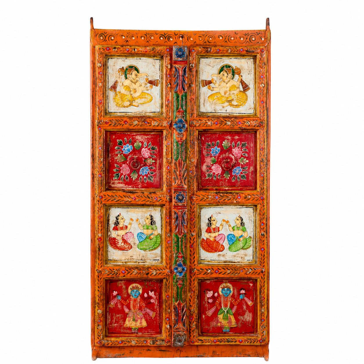 Wandpaneel Moksh Indiase teakhouten deur paneel 158 cm