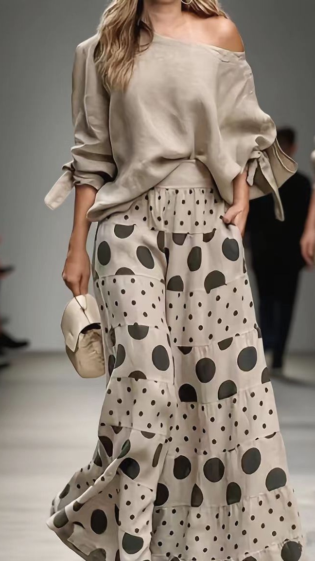 Women's Casual Polka Dot Pocket Pants Two-Piece Set - Nordfashionstorm - Women's Clothing, Fashion for You - Nordfashionstorm.com