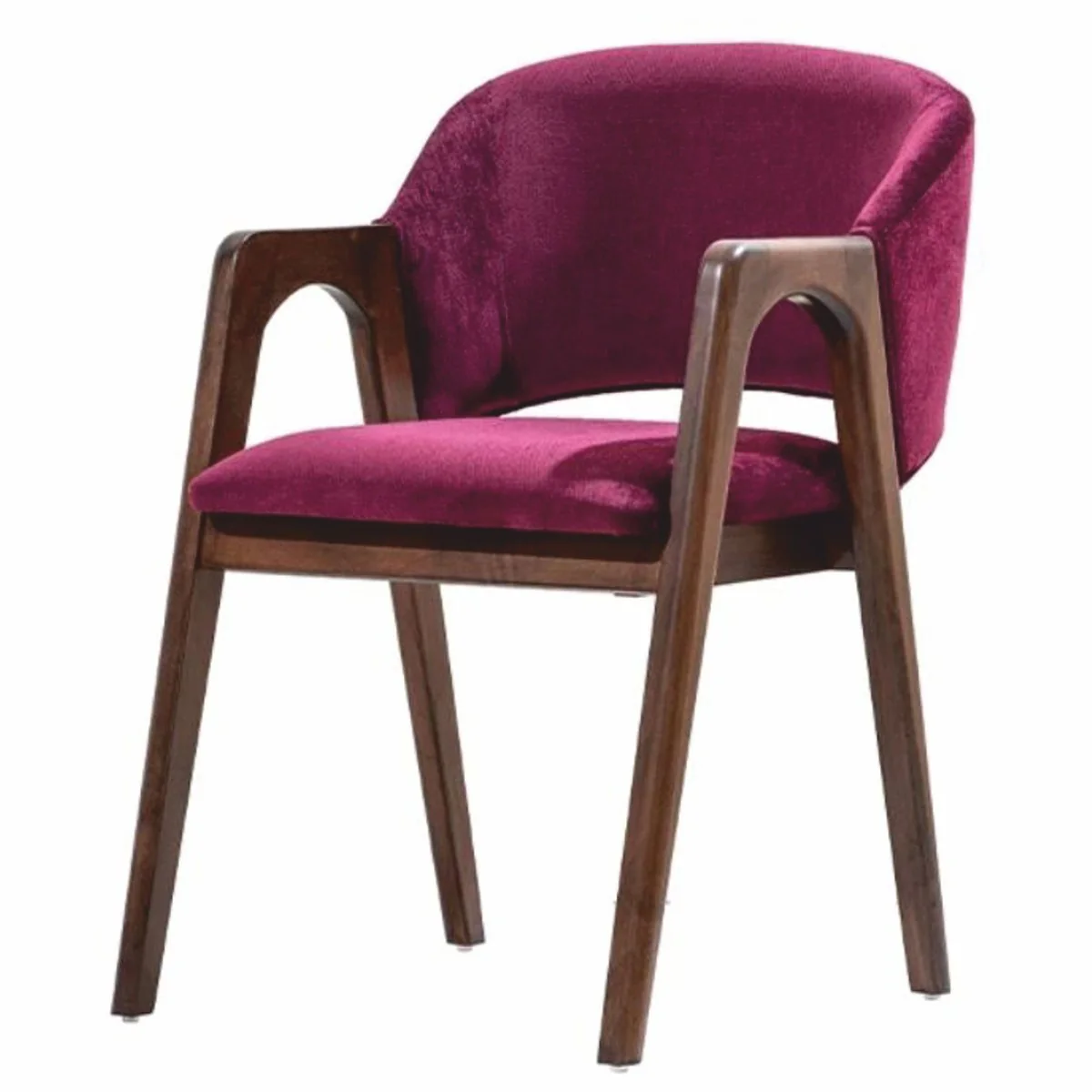 Luxury Velvet Dining Chair with Armrests Purple / Brown - Dining Room Furniture