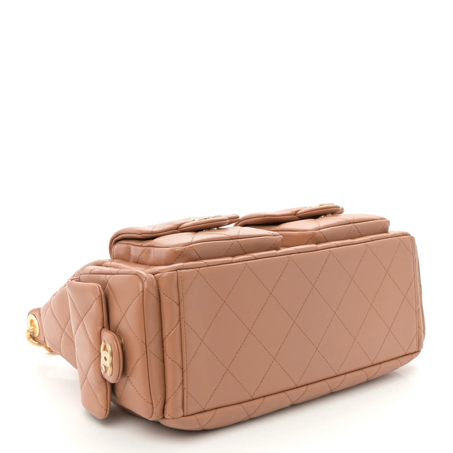 Shiny Lambskin Quilted Trendy Pockets Hobo Brown - Top Club