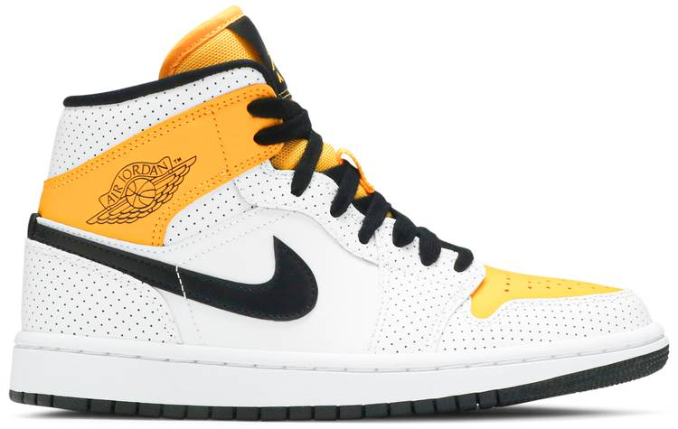 Wmns Air Jordan 1 Mid  Perforated   White University Gold  BQ6472-107 - Sneaker Replica Workshop