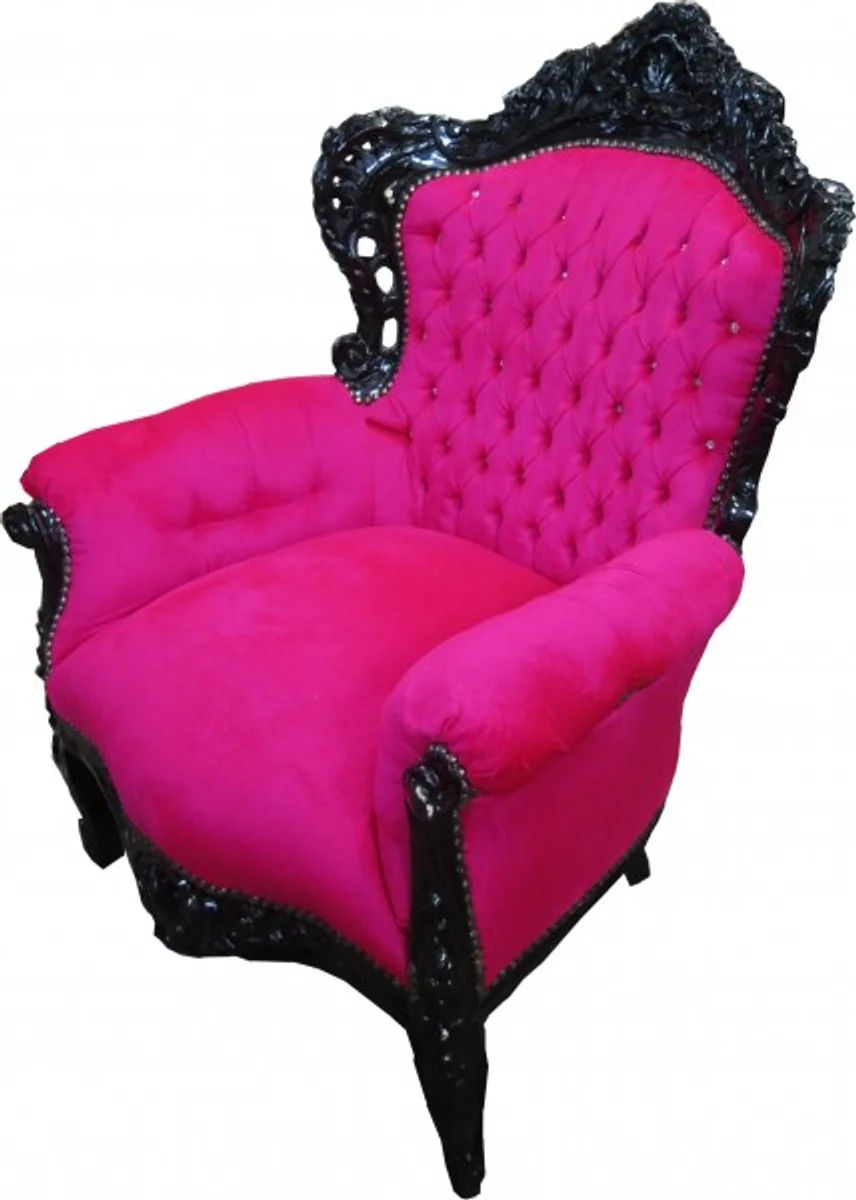 Armchair King Pink / Black with Bling Bling rhinestones - Baroque collection