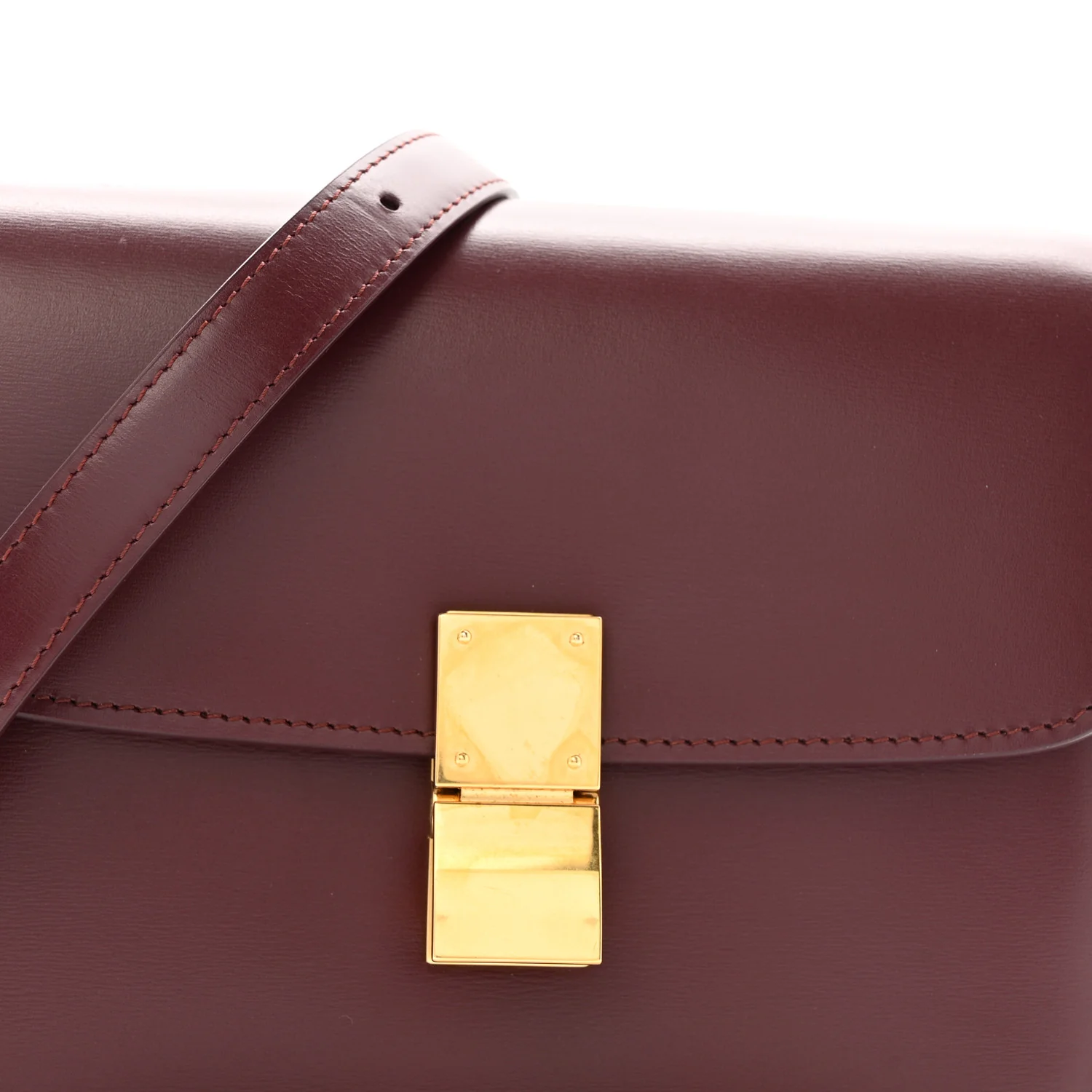 Liege Calfskin Teen Classic Box Flap Bag Burgundy - Top Club