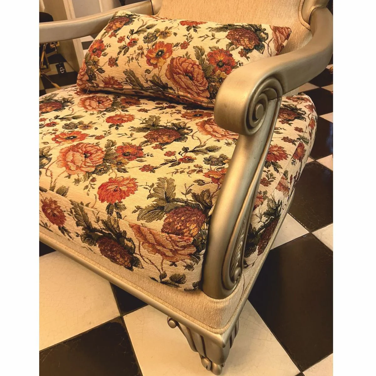 Luxury Baroque Living Room Armchair Set of 2 Colorful / Silver - Baroque Style Furniture