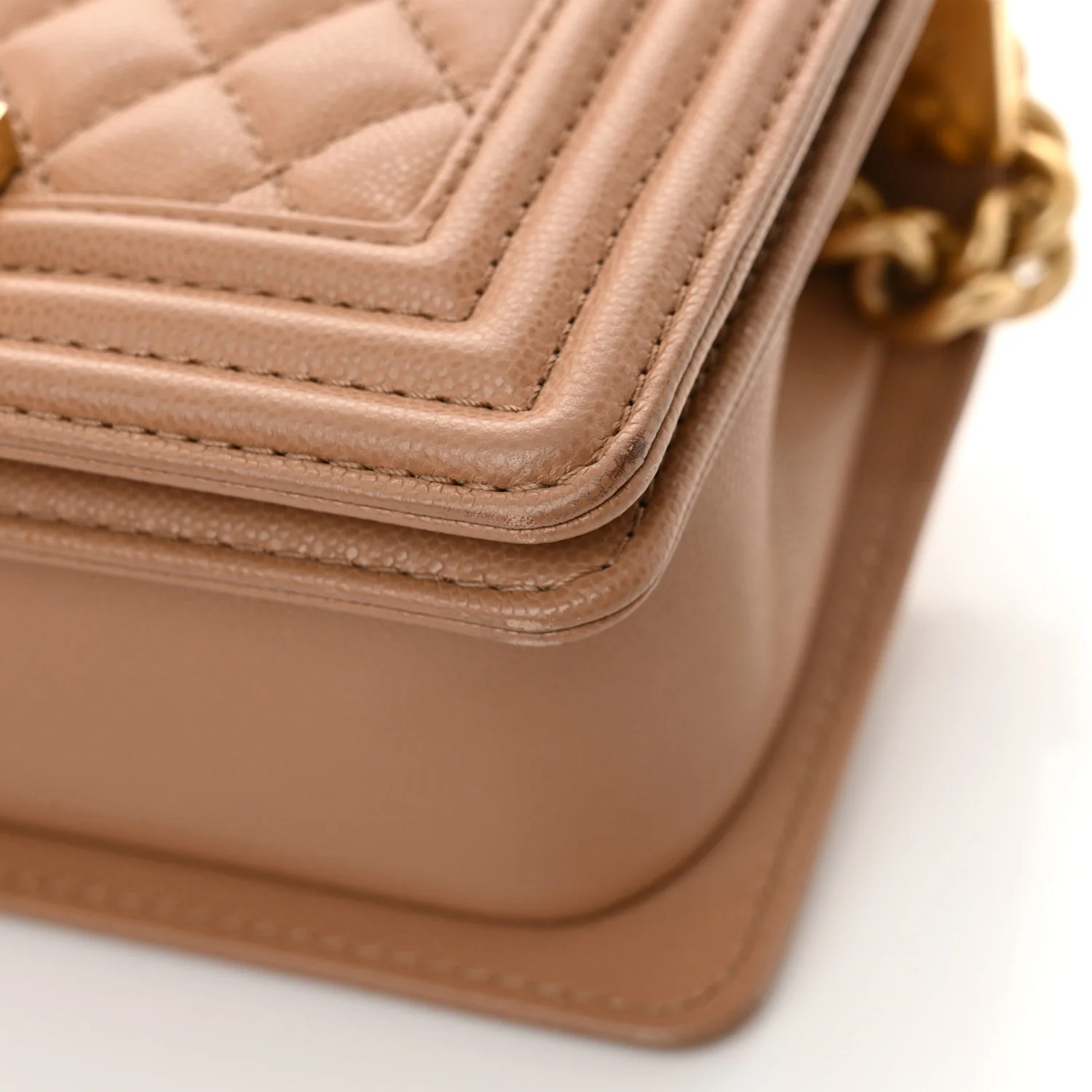 Caviar Quilted Small Top Handle Boy Flap Beige - Top Club