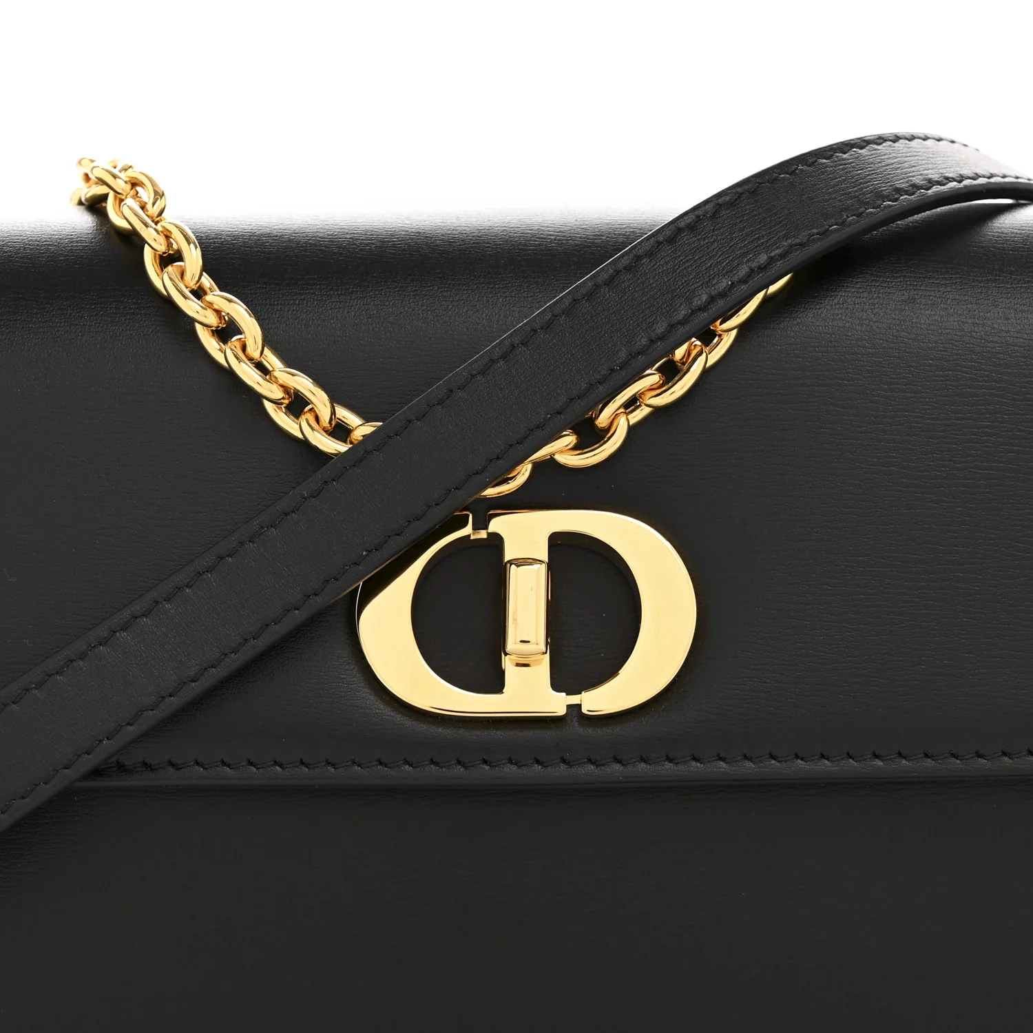 Box Calfskin 30 Montaigne Avenue Pouch Black - Top Club