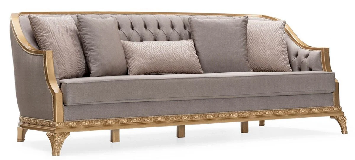 Luxury Baroque Living Room Set Gray / Brown / Gold - 2 Sofas & 2 Armchairs & 1 Coffee Table & 2 Side Tables - Handcrafted Luxury Living Room Furniture in Baroque Style - Noble & Magnificent