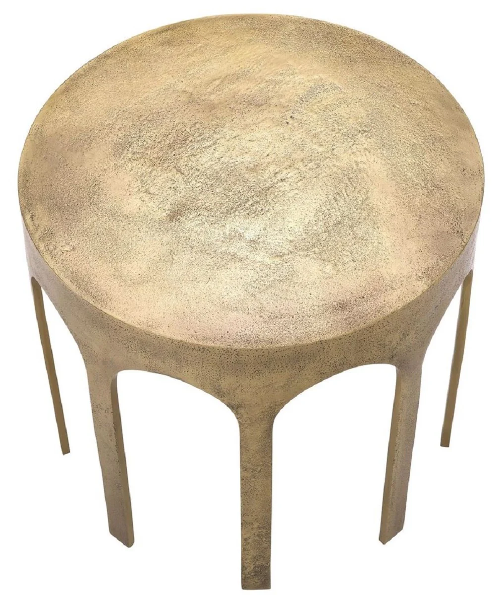 Luxury side table vintage brass Ø 55 x H. 50 cm - Round aluminum table - Aluminum furniture - Living room furniture - Luxury furniture - Luxury furnishings - Living room furnishings