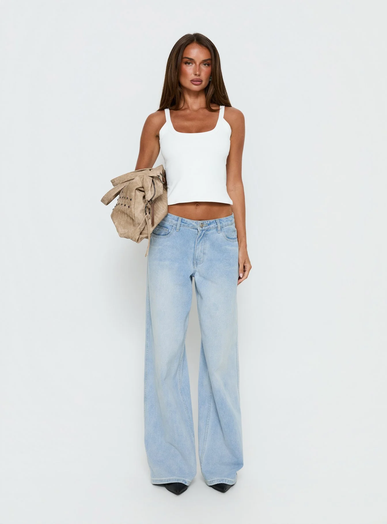 Kasper Cinched Longline Tank Top White