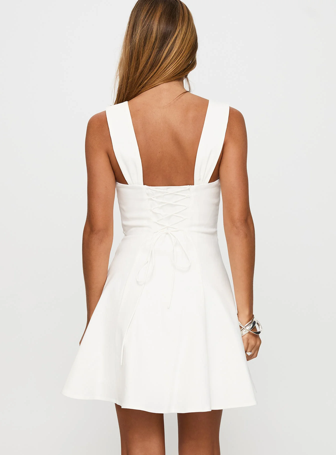 Honey Suckle Tie Up Mini Dress White