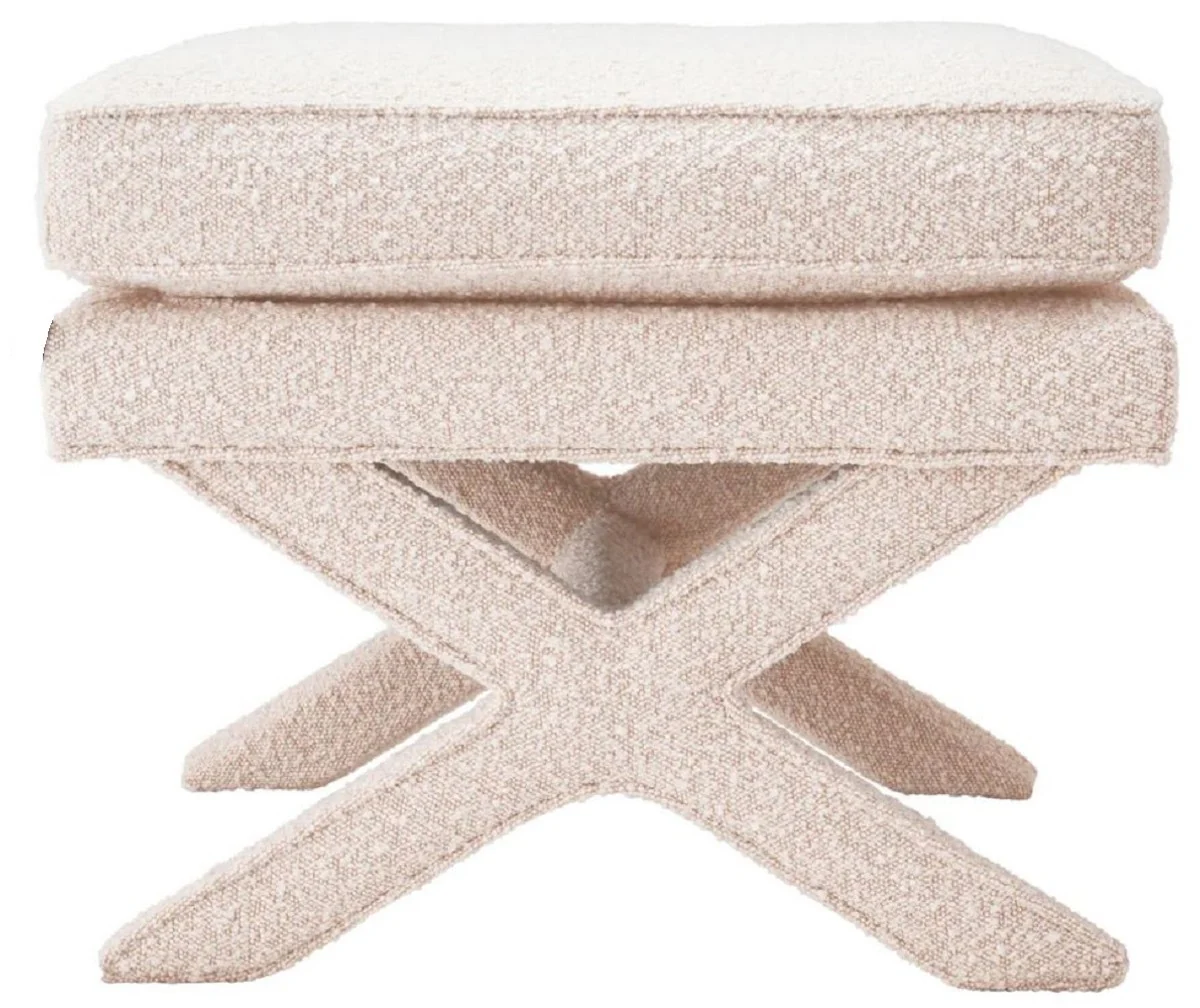 Luxury stool cream - rectangular stool - cross stool - luxury furniture