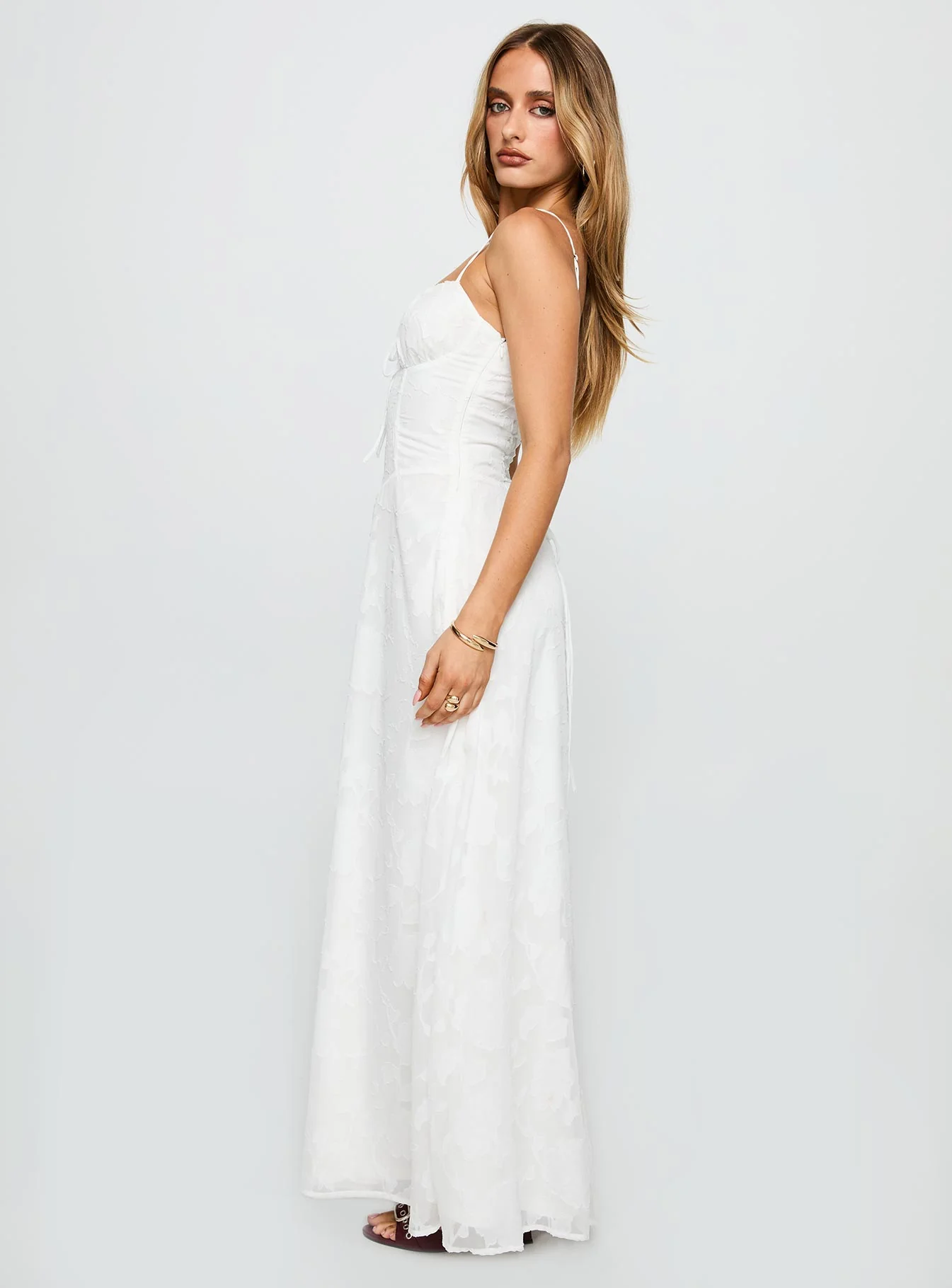 Members Only Maxi Dress White Burnout