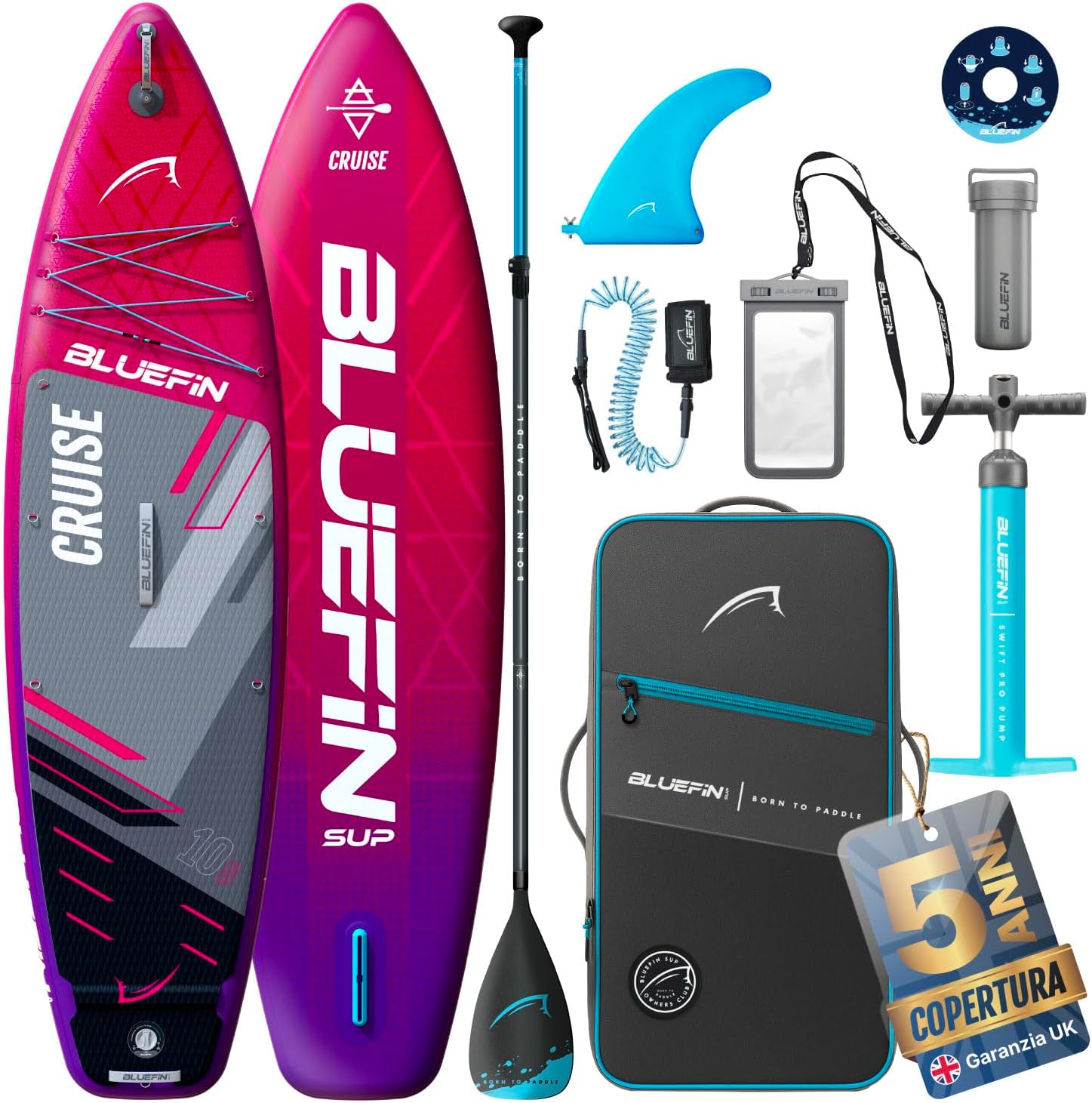 Bluefin Cruise 10'8 Paddleboard gonfiabile | Pacchetto e accessori premium | Deckpad antiscivolo & leggero | 6' spesso tutto tondo | Tavola da paddleboard | Stand up up Board per adulti e ragazzi