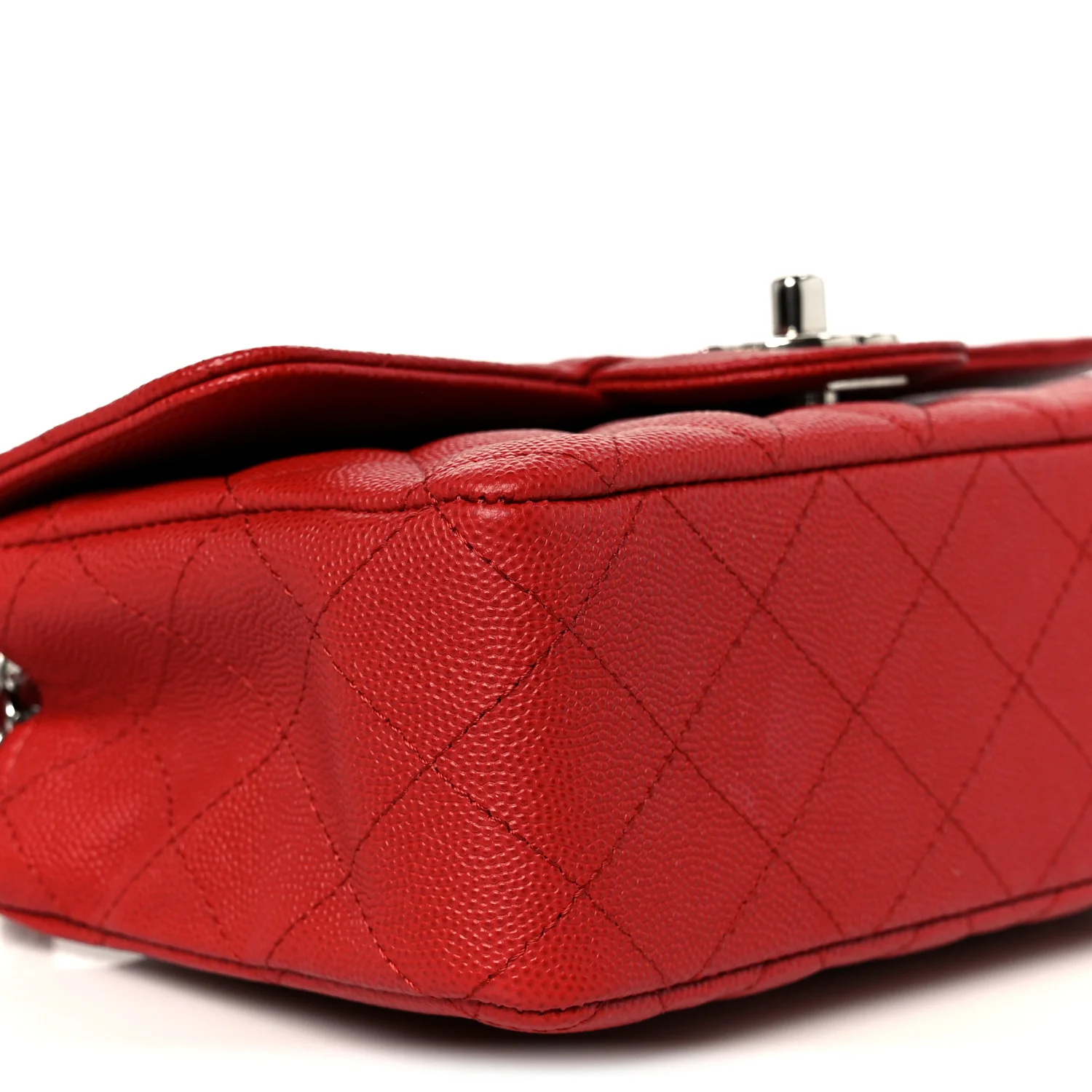 Caviar Quilted Mini Rectangular Flap Red - Top Club