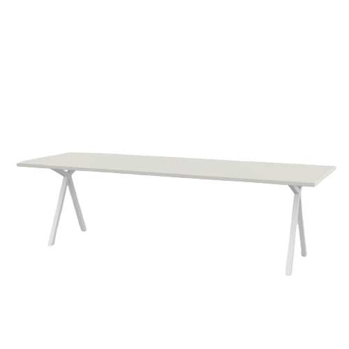 Studio HENK tafel Slim X-type Rechthoekig - wit frame, HPL Fenix bianco kos 180 x 90 | HPL Fenix Bianco Kos | Rechte Rand | Frame Wit