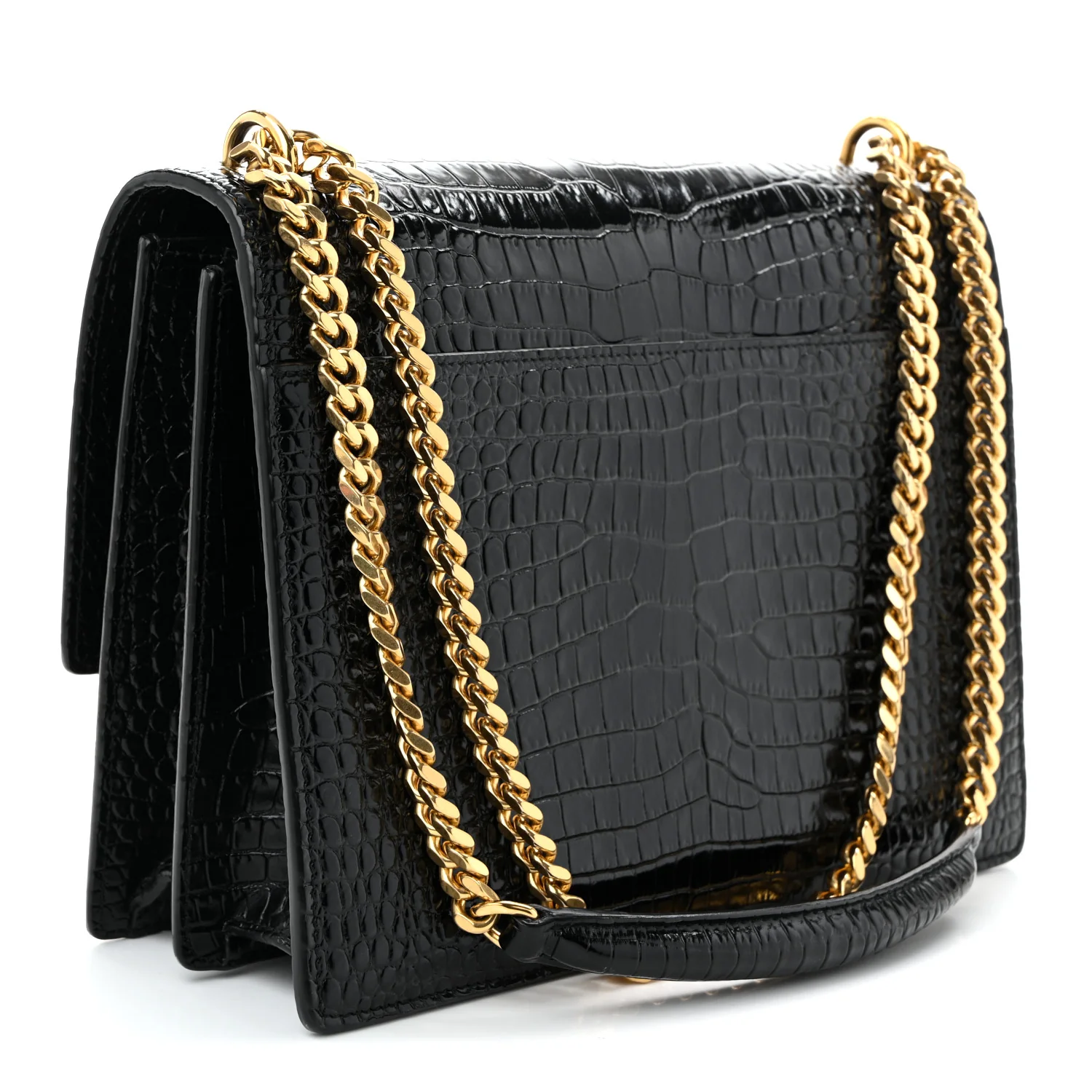 Calfskin Crocodile Embossed Large Monogram Sunset Black - Top Club