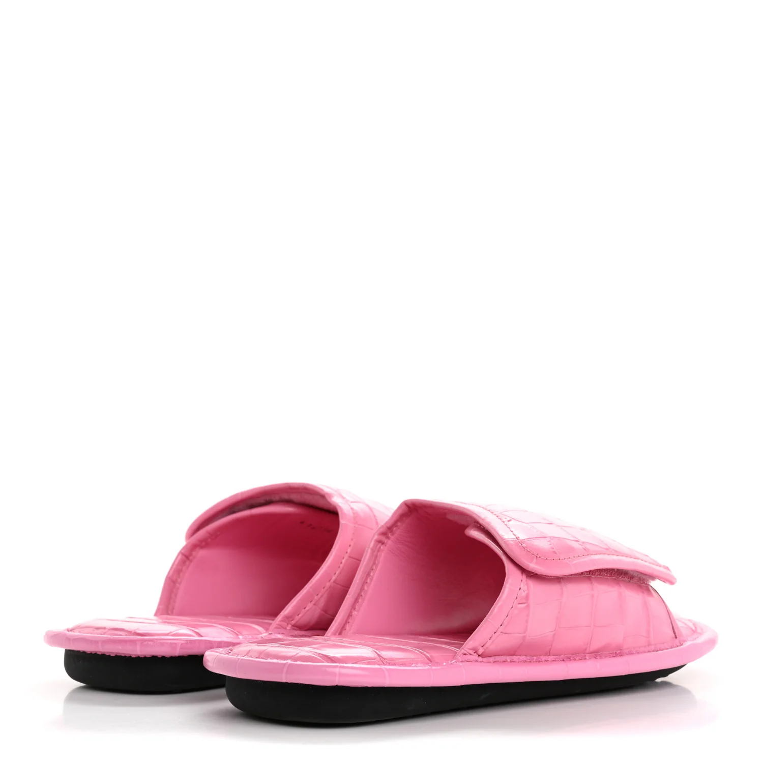 Calfskin Logo Crocodile Embossed Slides 40 Fuxia - Top Club