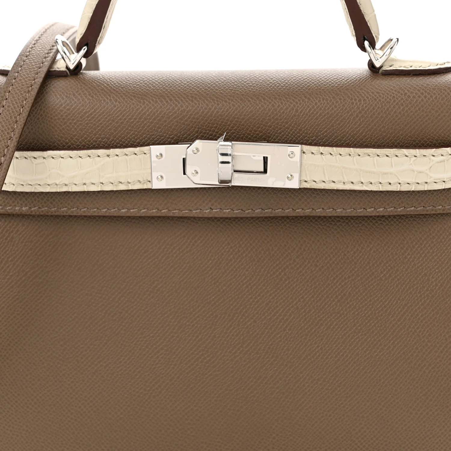 Madame Calfskin Matte Alligator Mini Kelly Sellier Touch 20 Etoupe Beton - Top Club