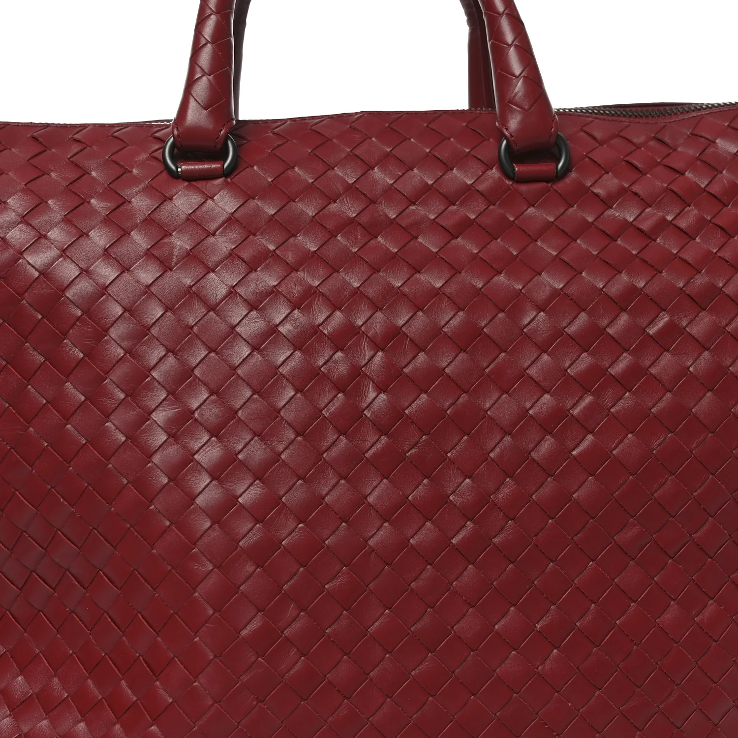 Nappa Intrecciato Medium Convertible Tote Burgundy - Top Club