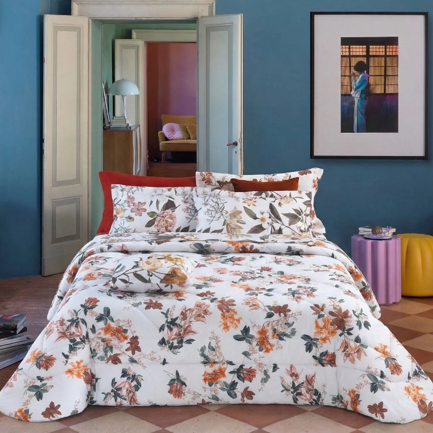 Completo Lenzuola In Percalle Wild Orchid Matrimoniale