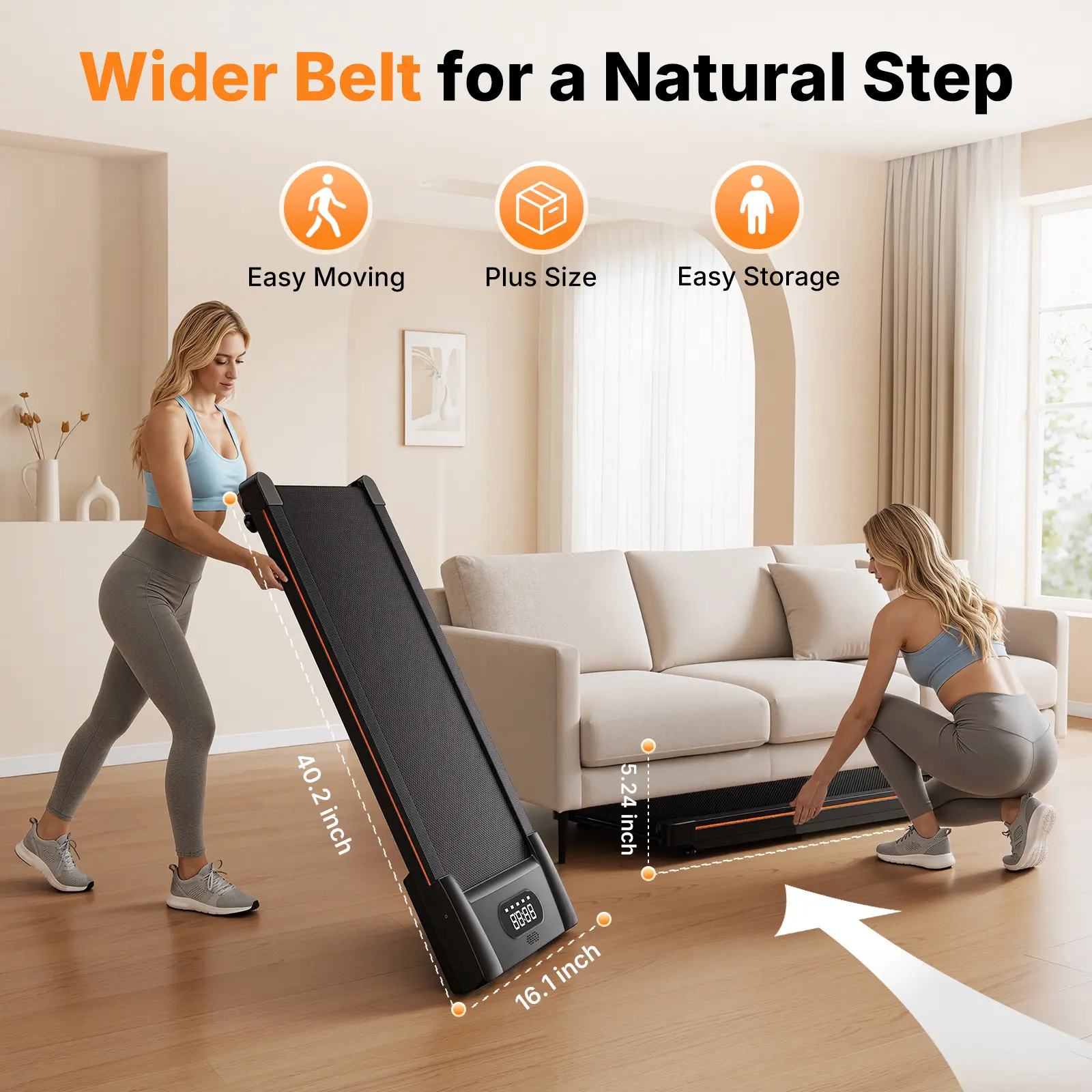 Merach Smart Treadmill 10% Auto Incline & Bluetooth APP Tracking Compact Walking Pad for Home Workout 350lbs Capacity 3HP Super Quiet Brushless Summervibes