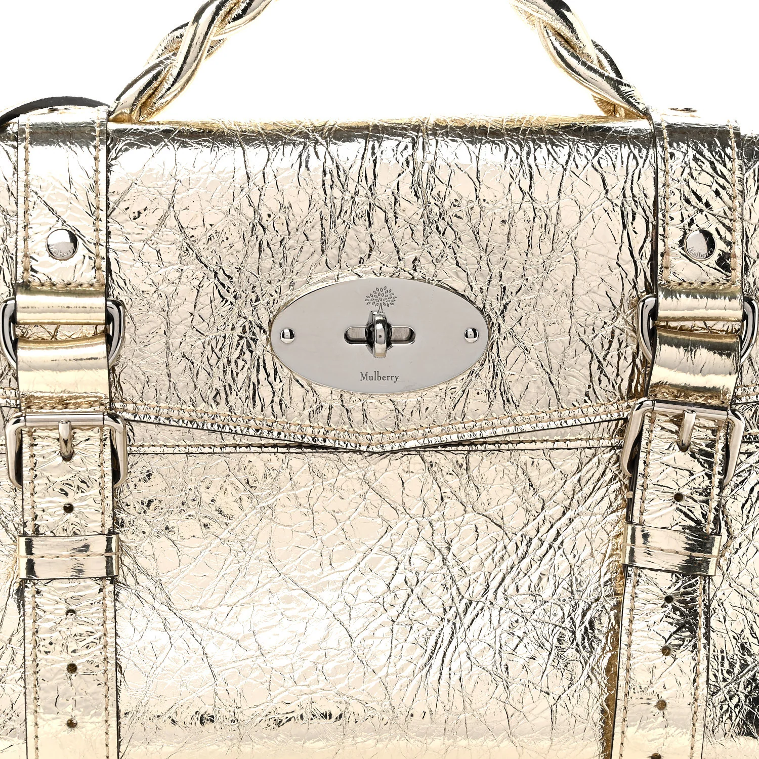 Metallic Crinkled Calfskin Medium Alexa Gold - Top Club