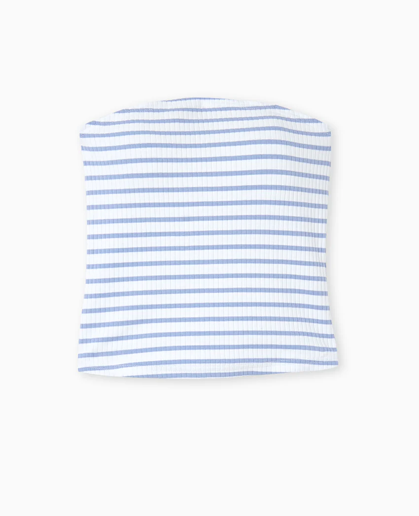 Pimkie Top bandeau en maille côtelée rayée
