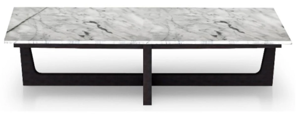 Luxury coffee table white / black 150 x 85 x H. 39 cm - Rectangular living room table with high-quality Italian Calacatta marble table top - Luxury living room furniture