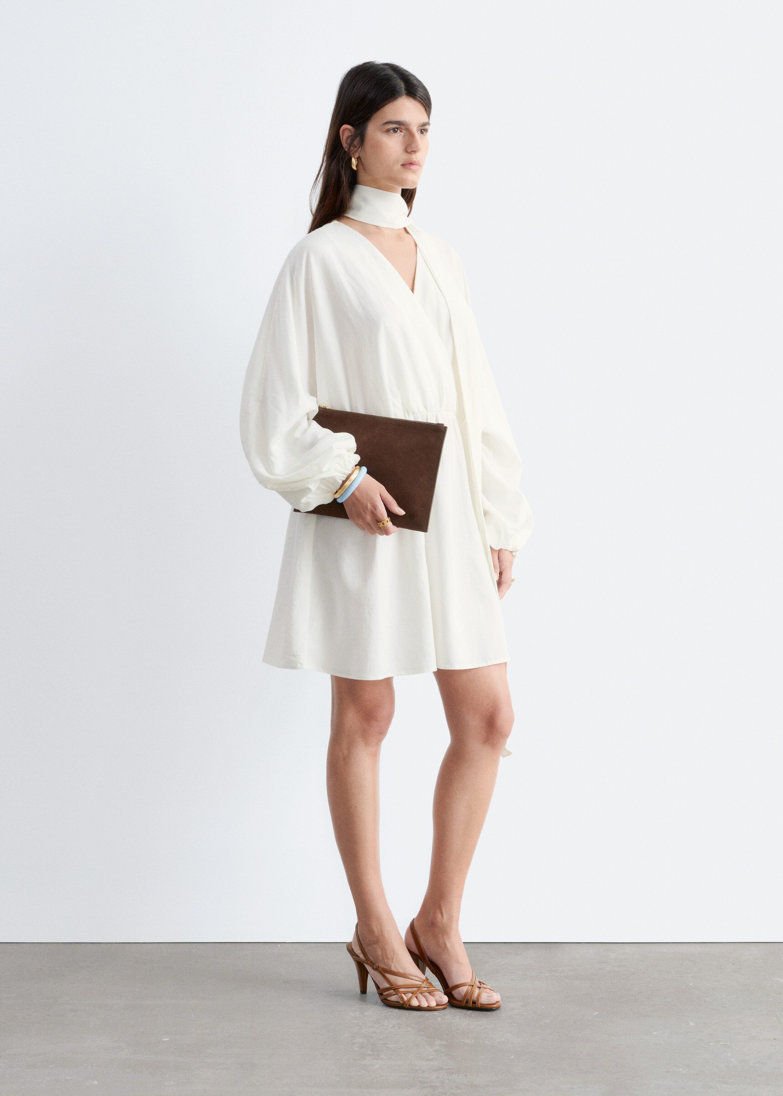 & Other Stories SCARF-DETAIL WRAP MINI DRESS