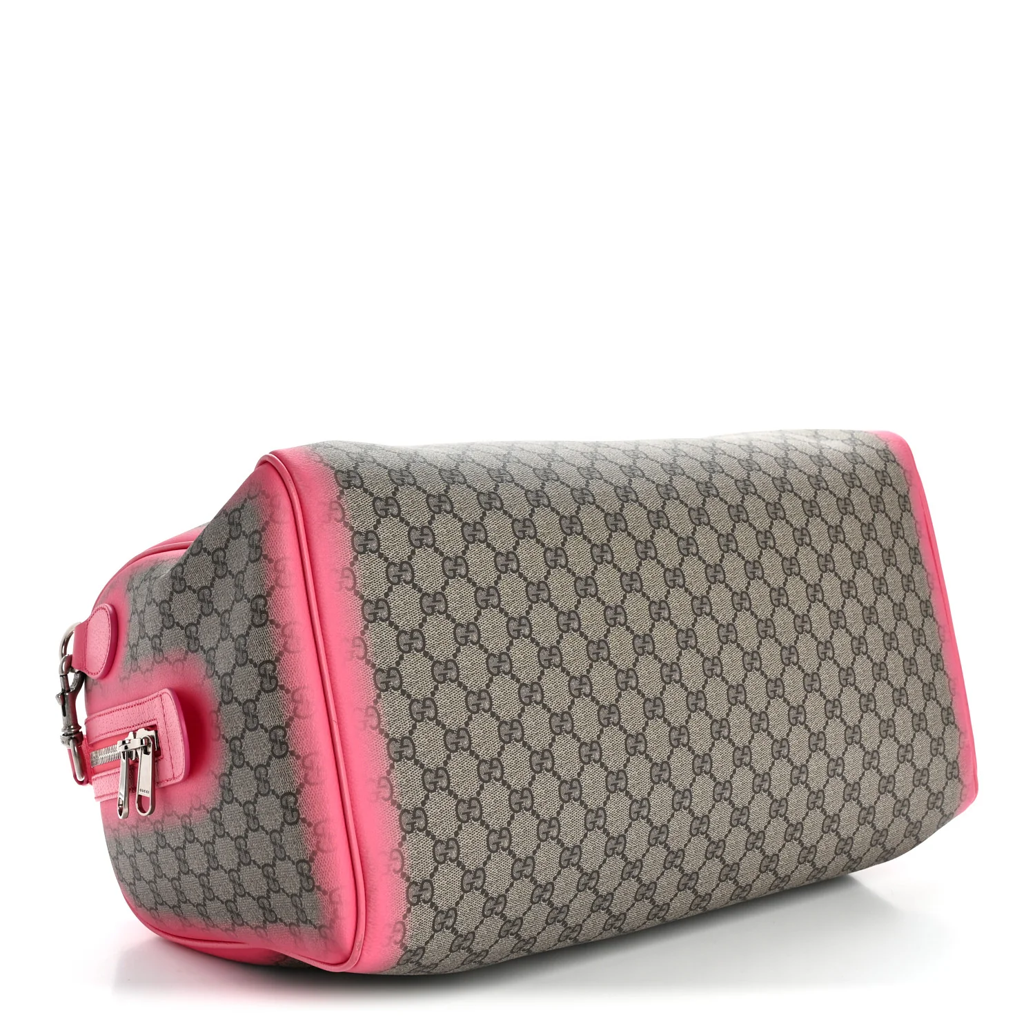GG Supreme Monogram Textured Dollar Calfskin Airbrushed Medium Savoy Duffle Bag Pink Beige - Top Club