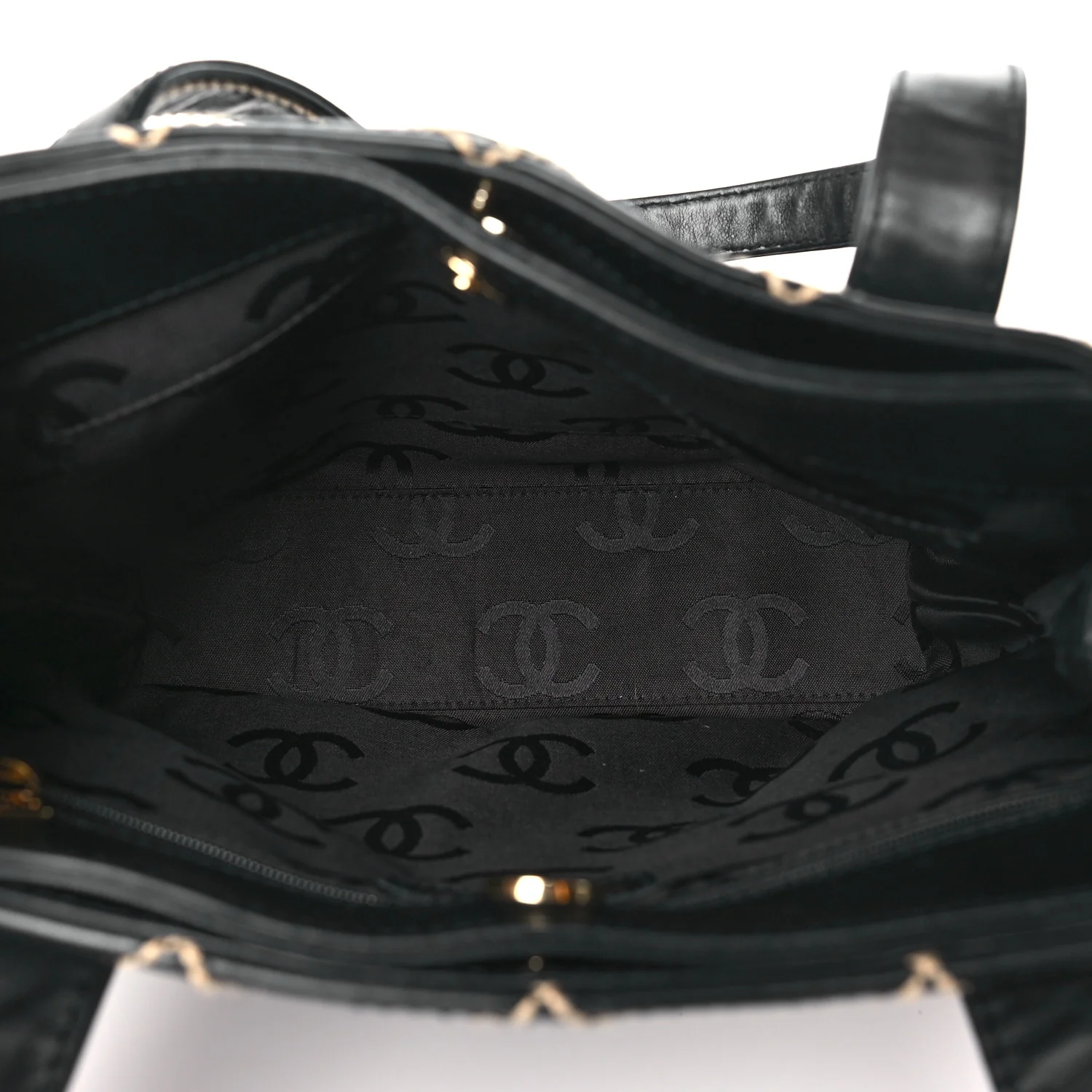 Calfskin Stitch Small Surpique Tote Black - Top Club
