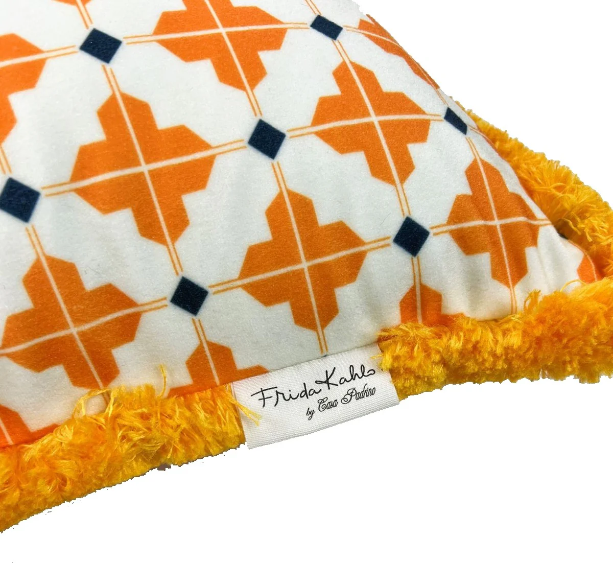 Frida Kahlo by Luxury Decorative Cushion with Rhinestones Orange / Colorful