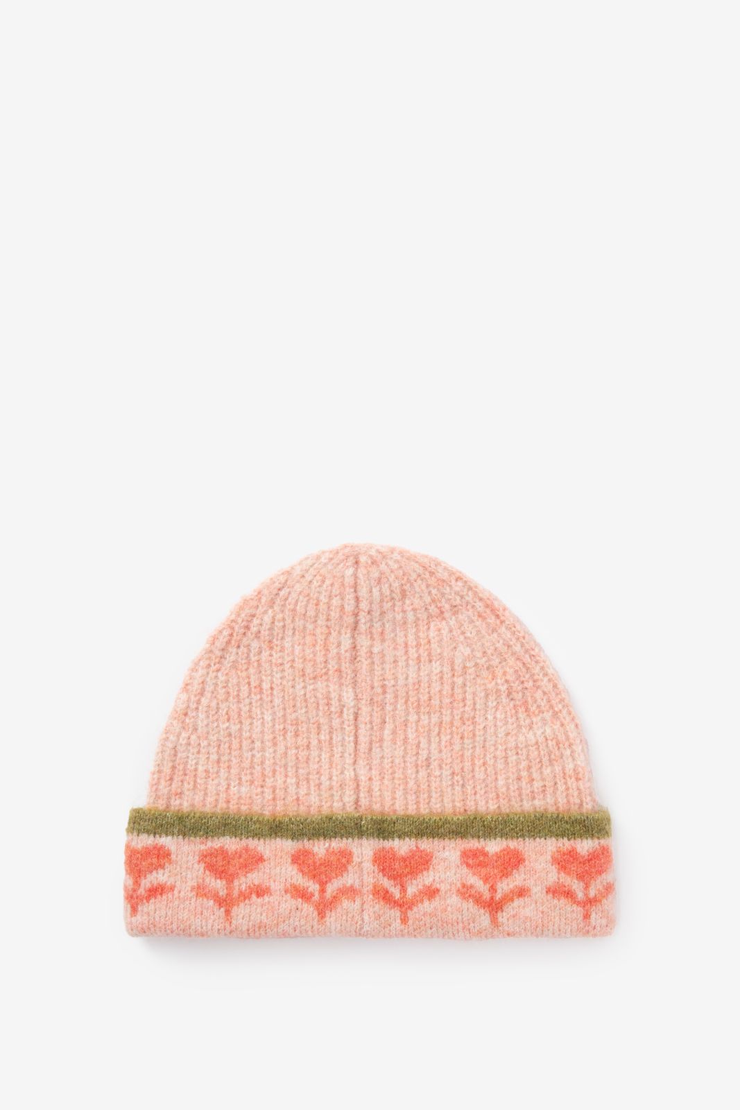 Lichtroze muts met hartjes